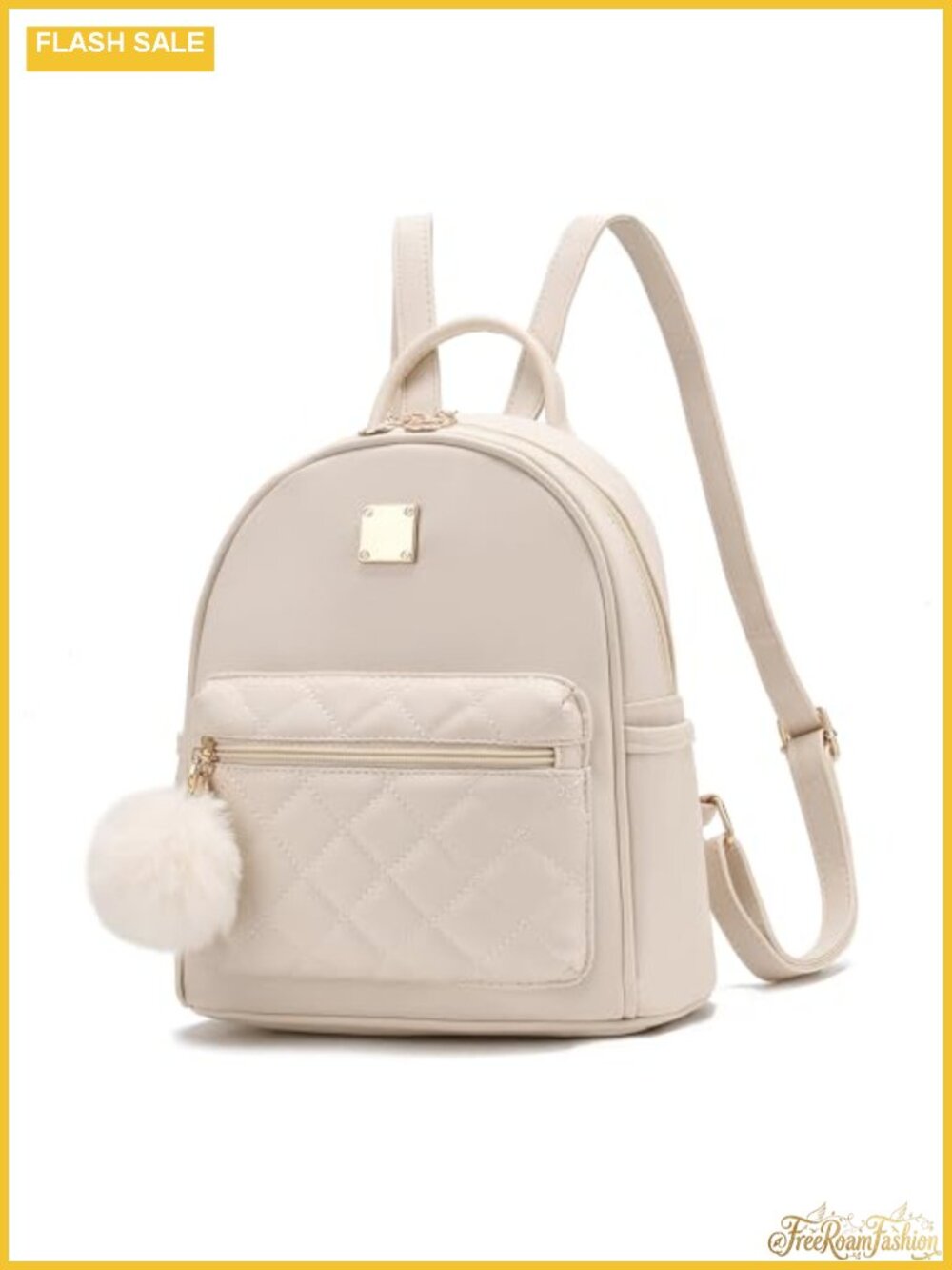 Mini PU Leather Backpack Purse Cute Small Fashion Daypack with Pom Pom